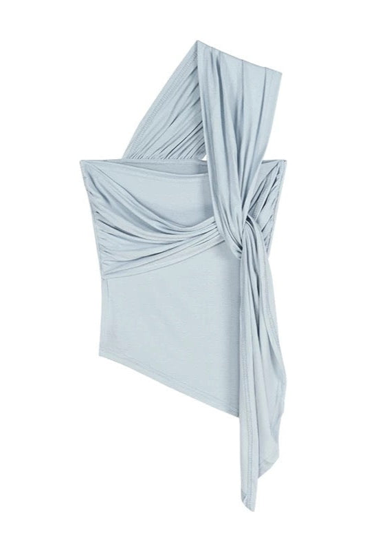 Asymmetrical Tie Top In Blue