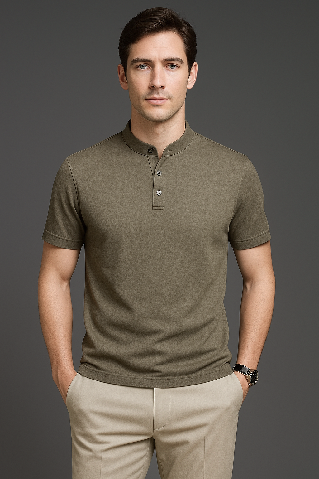 Tech-Knit Band Collar Polo