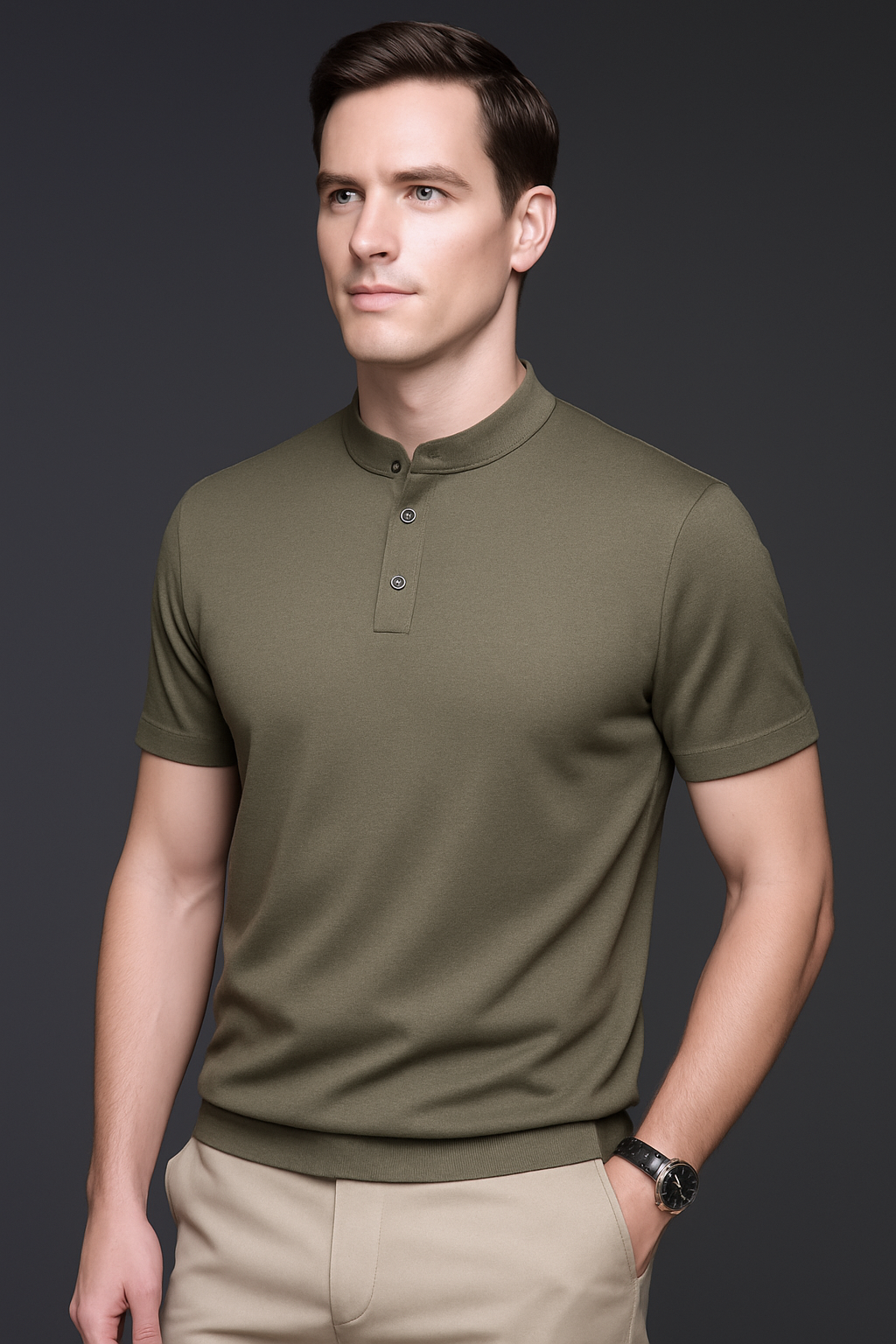Tech-Knit Band Collar Polo