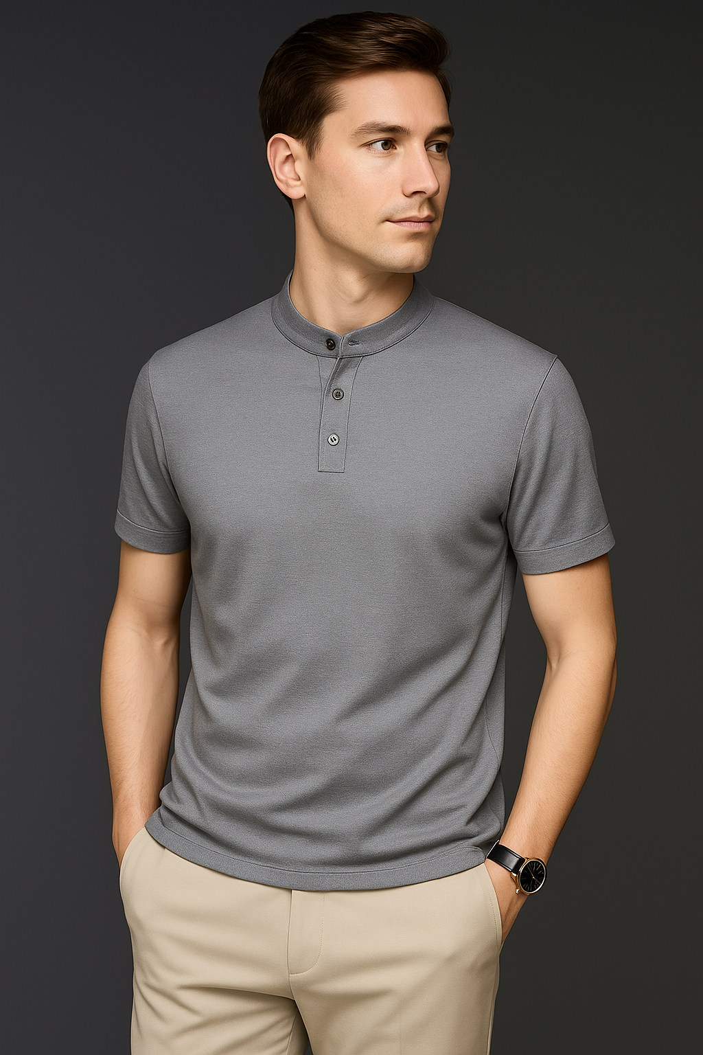 Tech-Knit Band Collar Polo