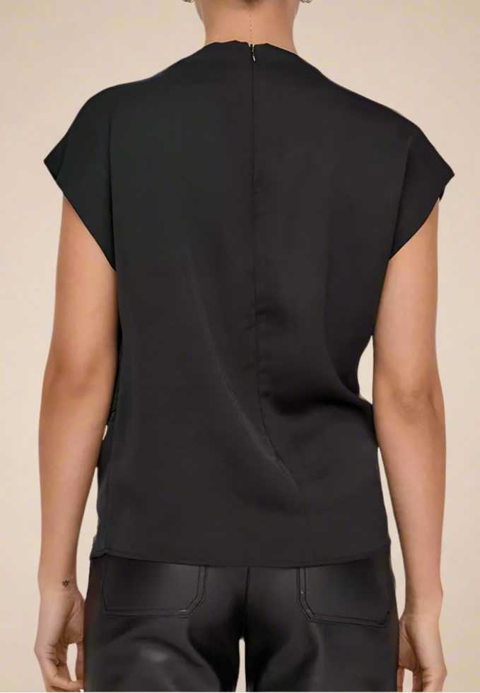 The Draped Silk Tie-Front Top – Noir