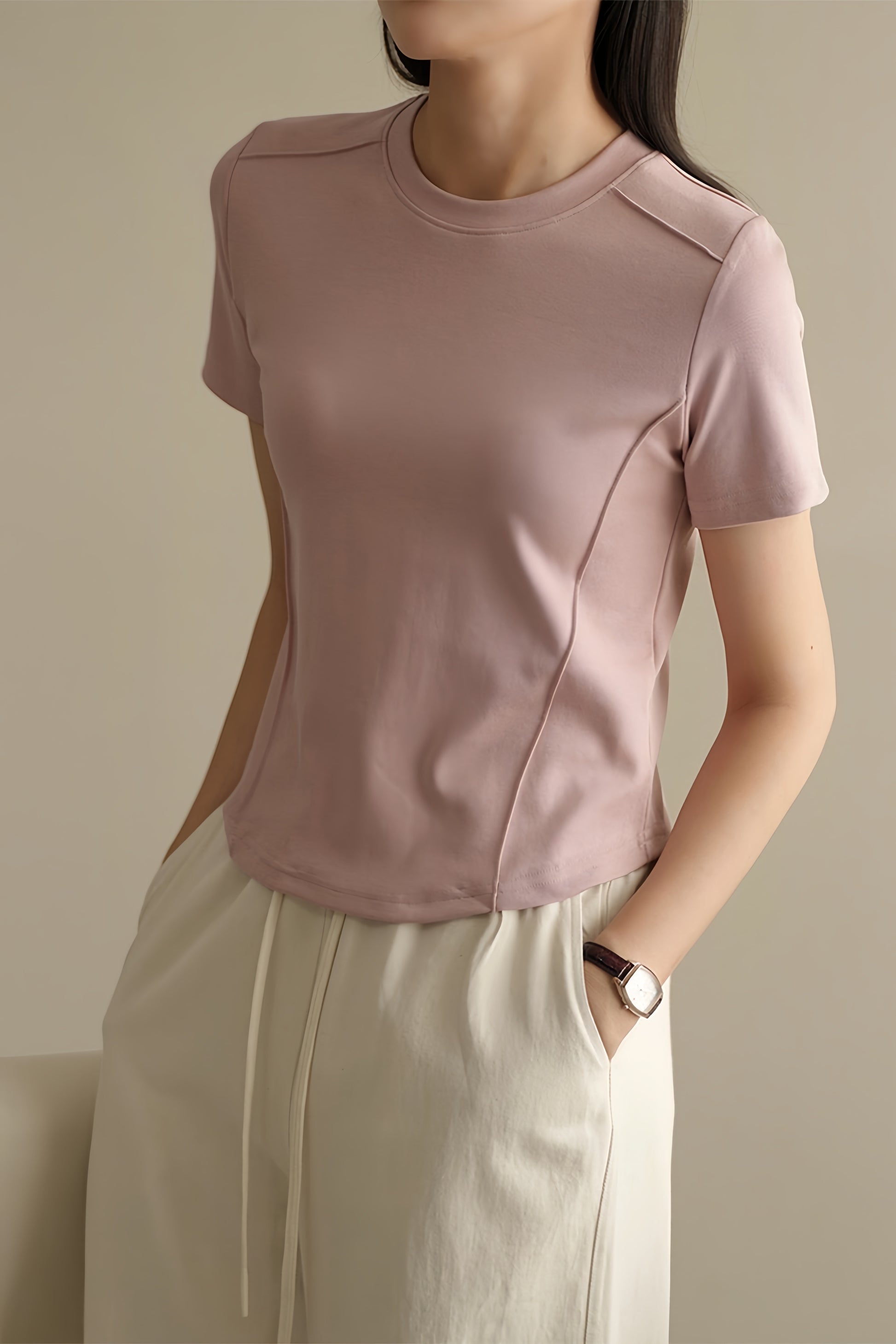Black Sculpt Seam T-shirt